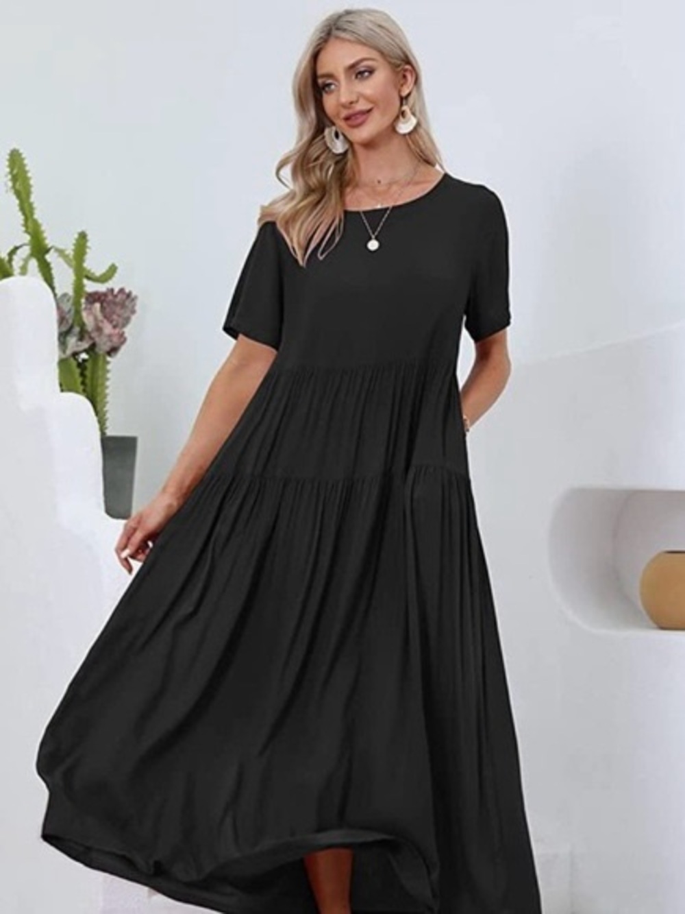 NWT Yesno Plus Size Casual Loose Tiered Bohemian Maxi Dress Size 2X